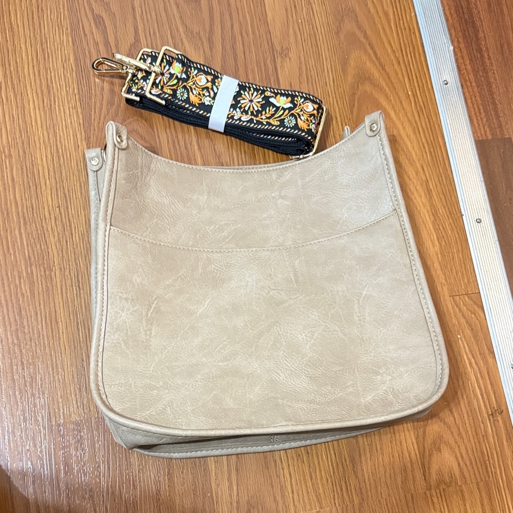 Tan Bag with Floral Strap